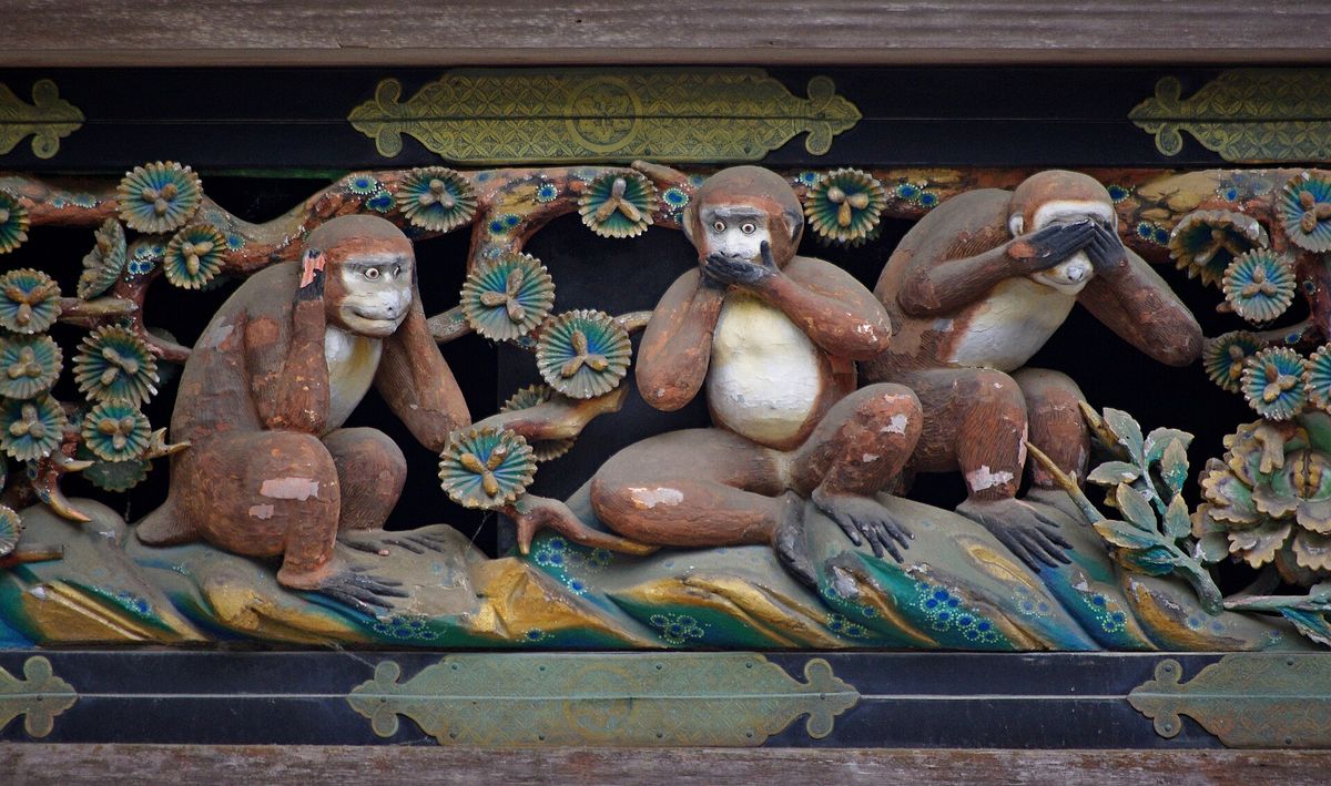 Nikko Toshogu Shrine Sacred Stable Three Wise Monkeys