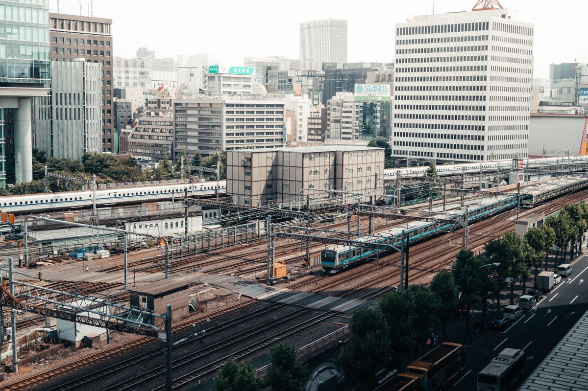 Tokyo train station platform and transfer scene