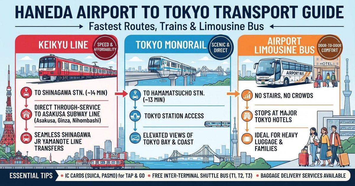 Haneda Airport to Tokyo Transport Guide (2026): Fastest Routes, Trains & Limousine Bus