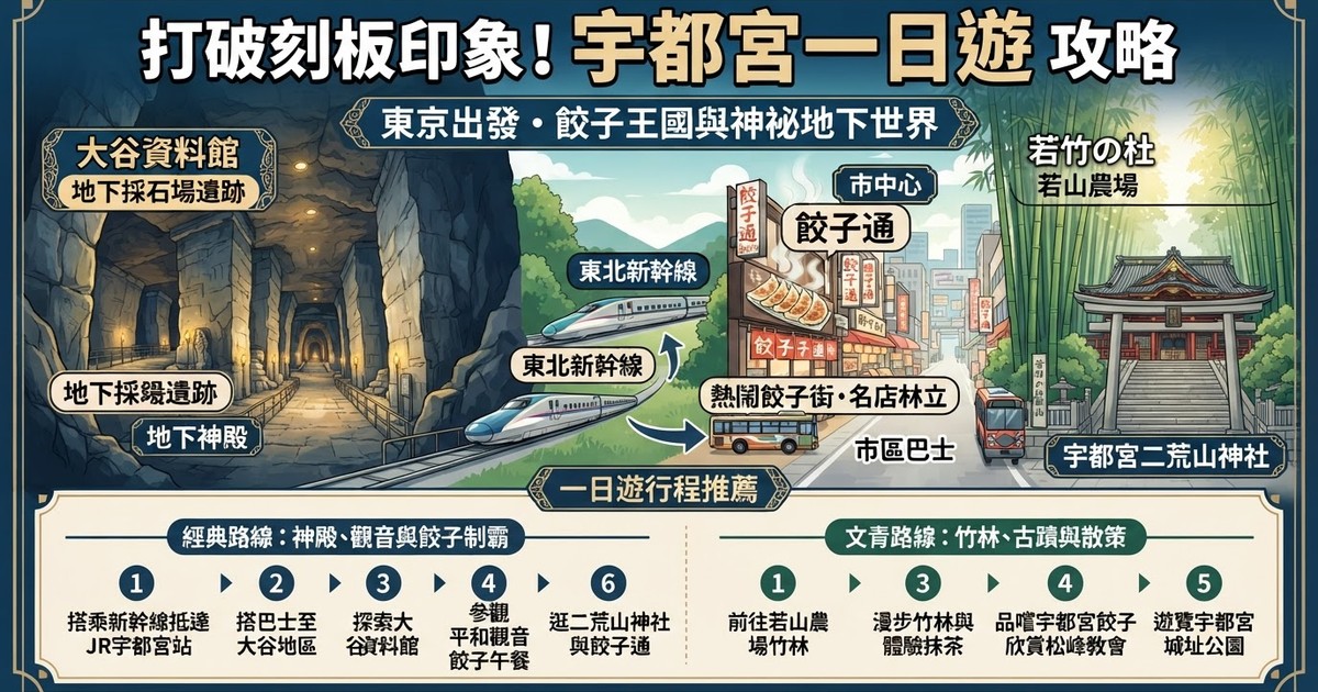 【2026宇都宮一日遊】10大必玩景點推薦!2條經典行程規劃、新幹線交通、美食攻略