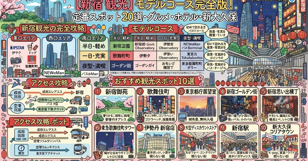 【2026新宿 観光】モデルコース完全版！定番スポット20選・新宿 グルメ・新宿 ホテル・新大久保観光の完全攻略