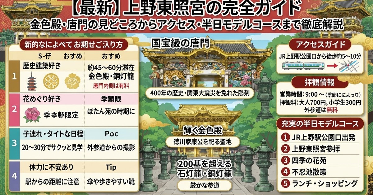 【2026最新】上野東照宮の完全ガイド:金色殿・唐門の見どころからアクセス・半日モデルコースまで徹底解説