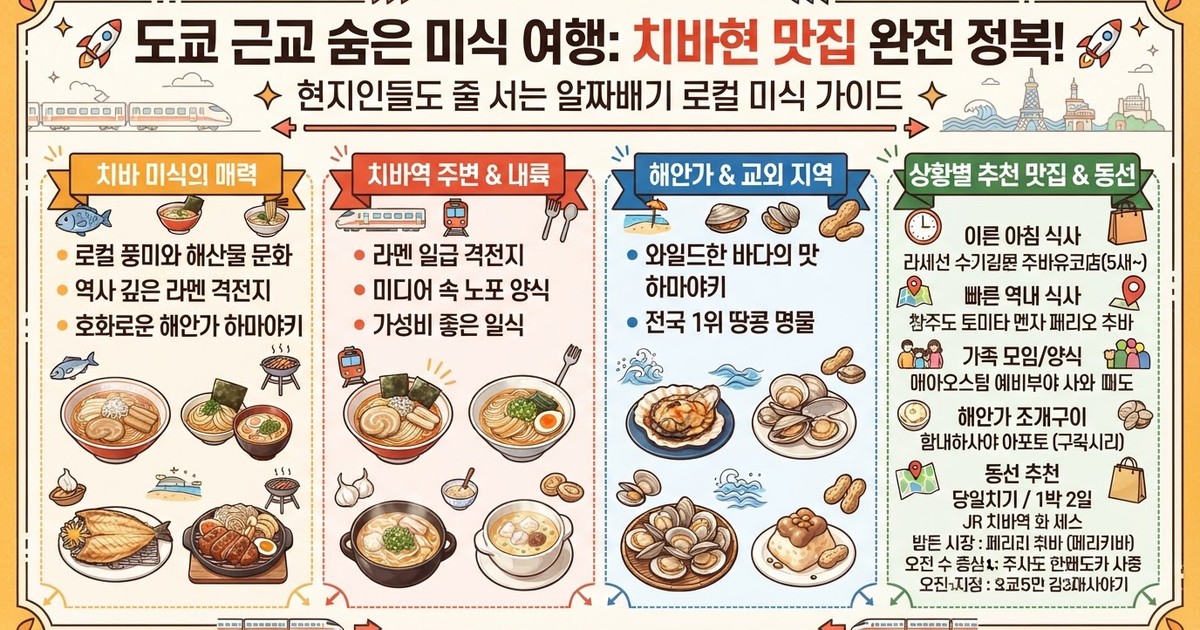 [2026 치바 여행] 도쿄 근교 맛집 10선: 라멘·조개구이 동선부터 숙소·쇼핑 총정리