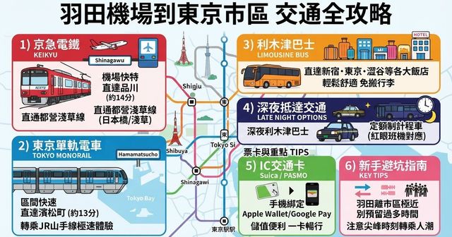 【2026羽田機場交通】羽田機場到東京市區交通攻略：京急線、單軌電車、利木津巴士直達品川/新宿