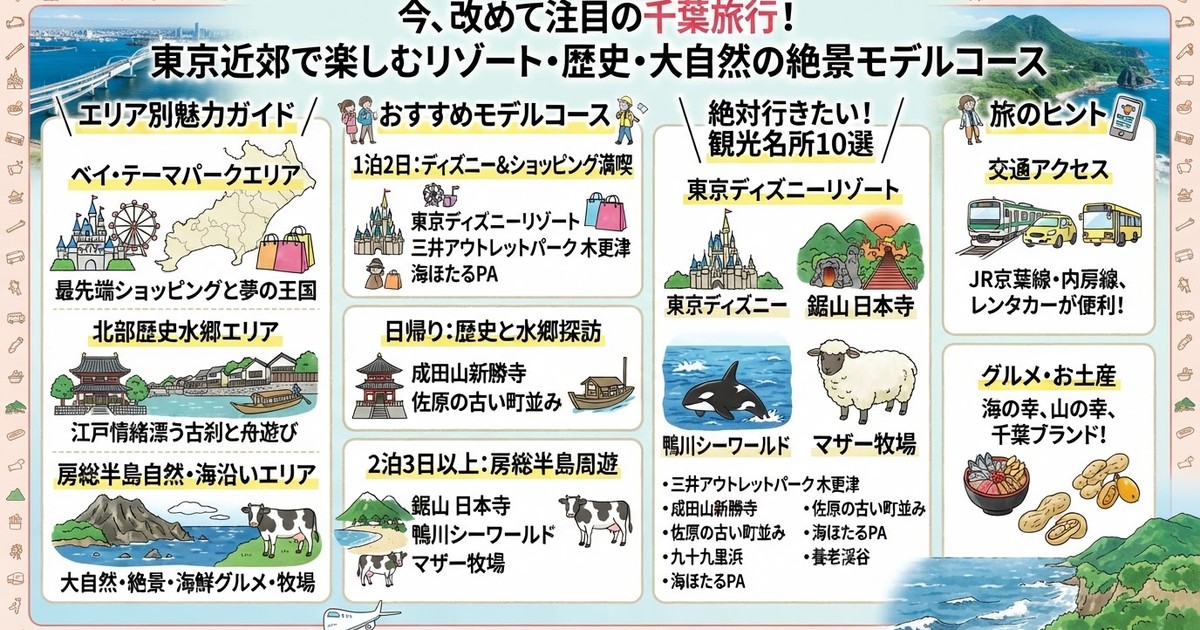 【2026千葉旅行】大満足の観光スポットおすすめ10選＆子連れ向け1泊2日モデルコース・アクセス完全版