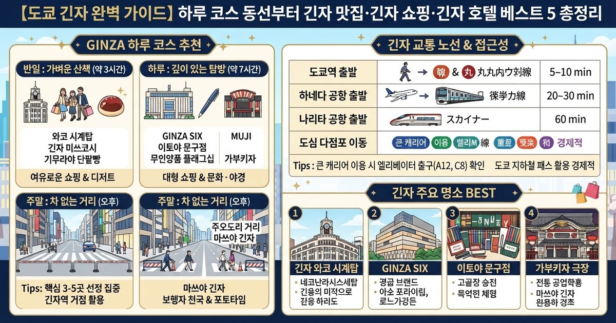 【2026 도쿄 긴자 가이드】 하루 코스 동선부터 긴자 맛집·긴자 쇼핑·긴자 호텔 숙소 베스트 5 총정리