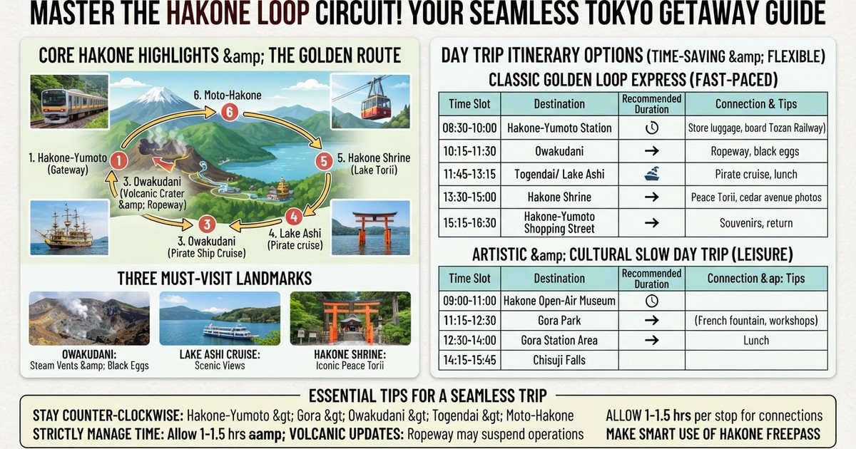 Top Hakone Attractions & One-Day Itinerary 2026: Golden Loop Route, Freepass & Tips