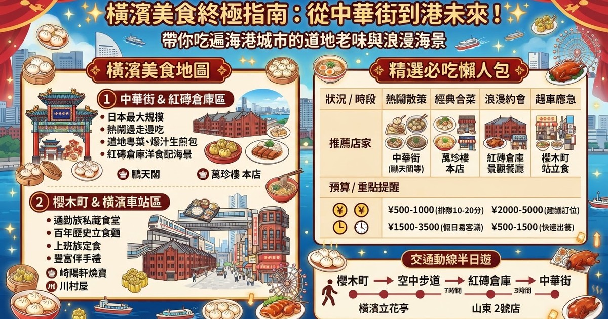 【2026橫濱美食攻略】10間在地人私藏橫濱必吃推薦!中華街排隊小吃/紅磚倉庫海景餐廳/交通動線