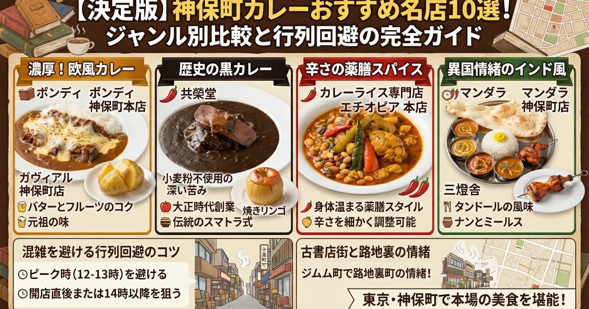 【2026最新】神保町カレーおすすめ名店10選！欧風・黒・スパイスジャンル別比較と行列回避・周辺ホテル完全ガイド