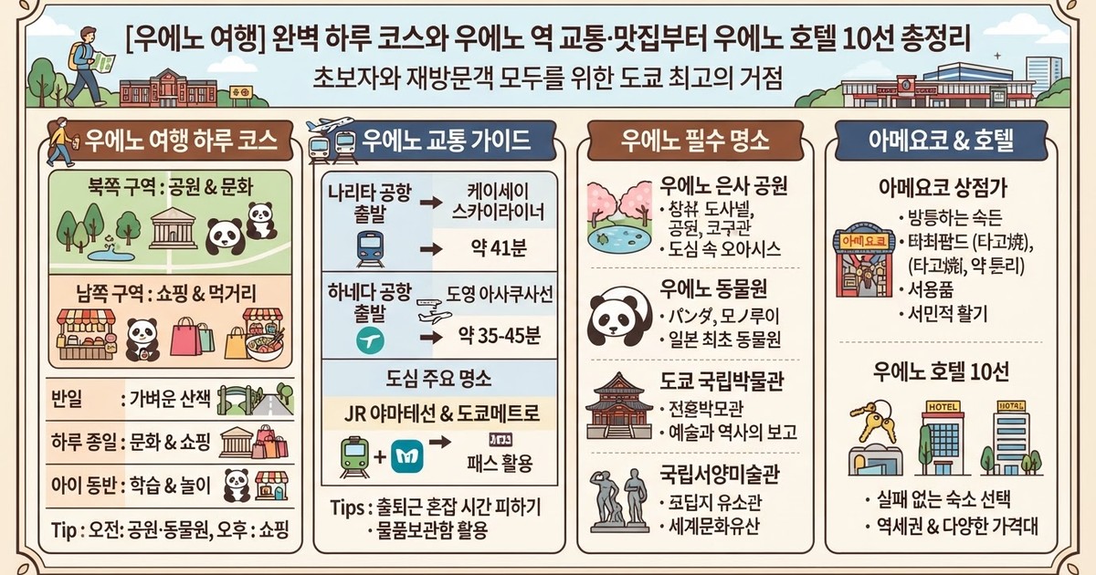 [2026 우에노 여행] 완벽 하루 코스와 우에노 역 교통·맛집부터 우에노 호텔 10선 총정리