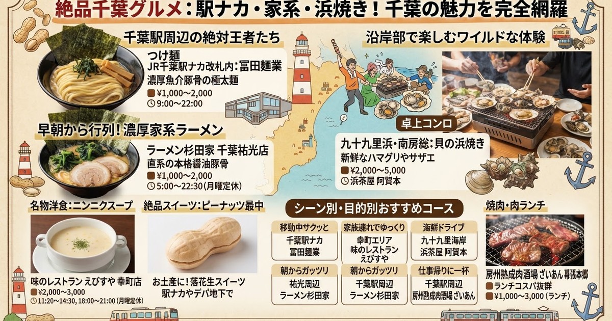 【2026千葉グルメ】絶対に外せない名店10選！ラーメン・九十九里浜焼きからモデルコース・ホテル・観光スポットまで完全網羅