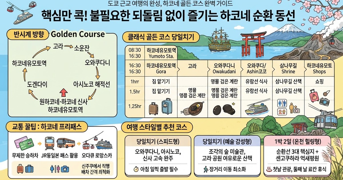[2026 하코네 여행] 가볼만한곳 10선·골든코스 동선·프리패스 교통·맛집 완벽 가이드