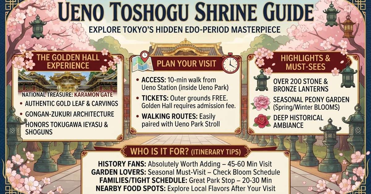 Ueno Toshogu Shrine Guide 2026: Golden Hall, Tickets, Access, History & Best Food