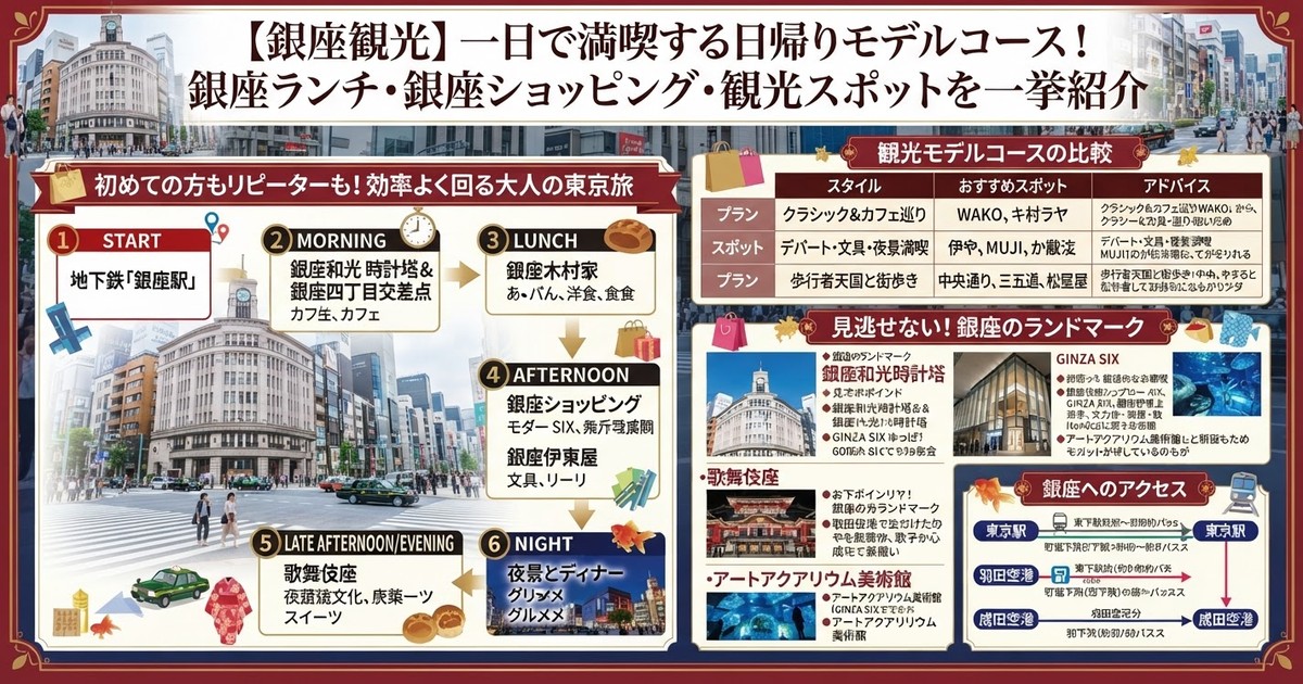 【2026銀座観光】一日で満喫する日帰りモデルコース！銀座ランチ・銀座ショッピング・銀座 観光スポットを一挙紹介