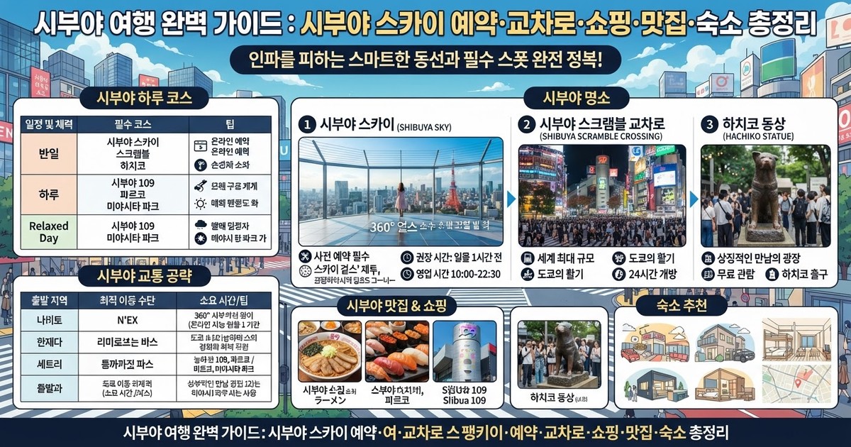 【2026 시부야 여행 완벽 가이드】 도쿄 시부야 스카이 예약·티켓부터 스크램블 교차로·쇼핑·맛집·숙소 총정리