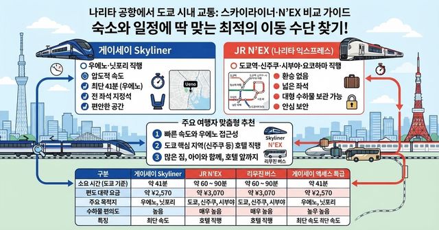 2026 나리타 공항 에서 도쿄 시내 교통: 스카이라이너·N'EX 비교 가이드