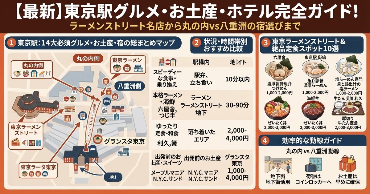 【2026最新】東京駅グルメ・お土産・ホテル完全ガイド！ラーメンストリート名店から丸の内vs八重洲の宿選びまで