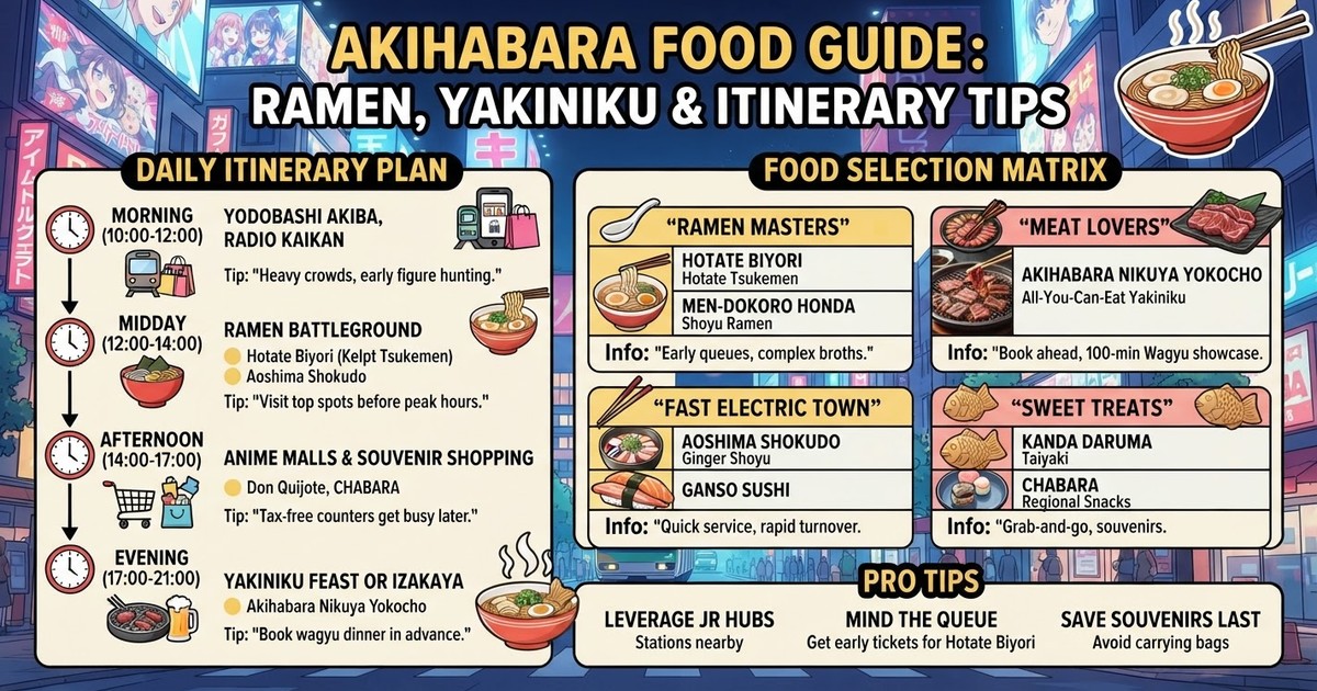 Akihabara Food Guide 2026: Ramen, Yakiniku & Itinerary Tips