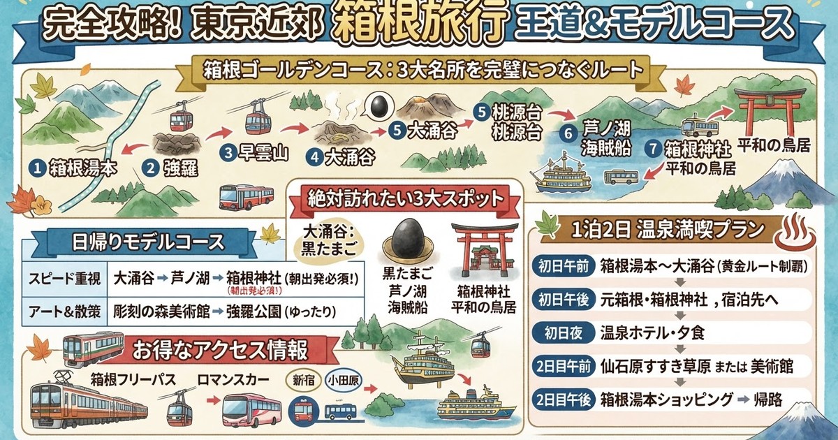 【2026箱根観光】絶対外せない10大スポット&王道ルート!日帰り・1泊2日プラン・フリーパス・温泉宿完全網羅