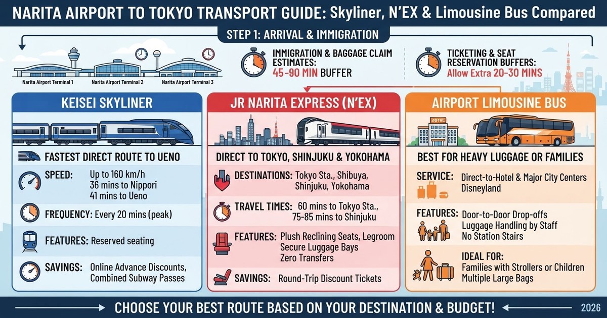 2026 Narita Airport to Tokyo Transport: Skyliner, N'EX & Limousine Bus Compared