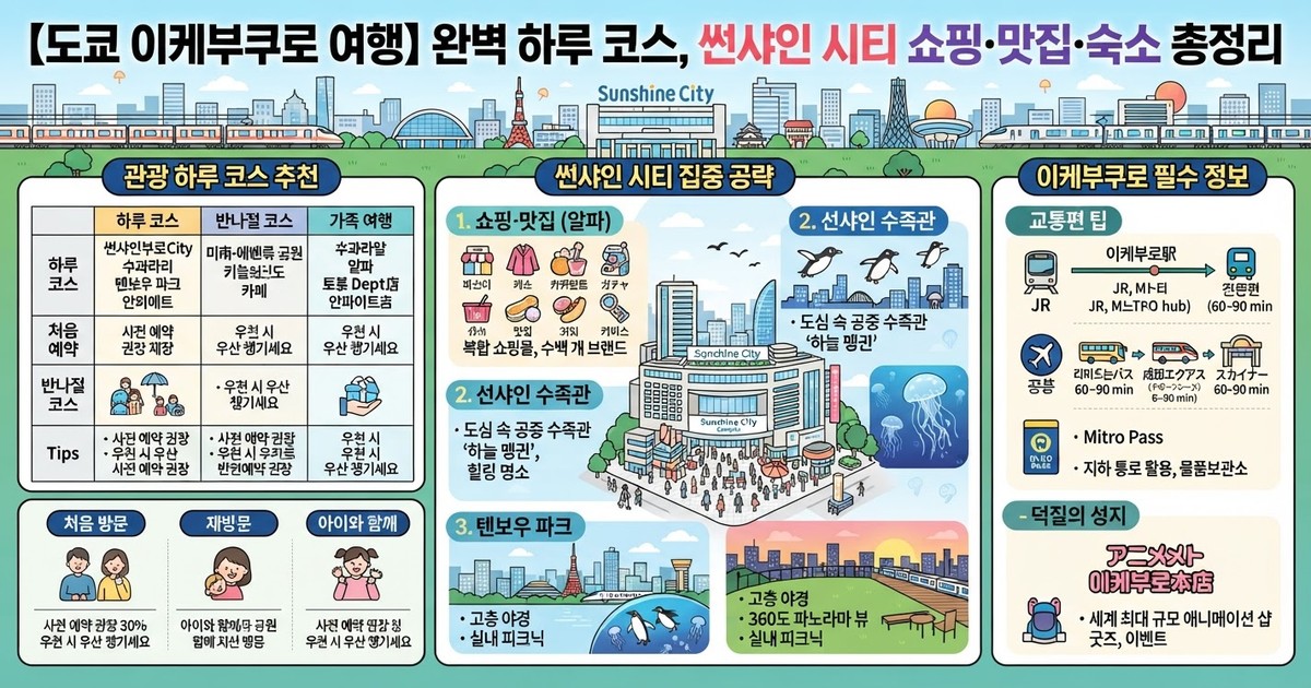 【2026 도쿄 이케부쿠로 여행】 완벽 하루 코스, 썬샤인 시티 쇼핑·맛집·숙소 총정리
