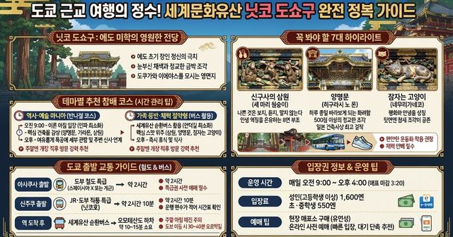 2026 닛코 도쇼구 공략법: 화려한 양명문부터 잠자는 고양이·입장료·알짜 참배 동선