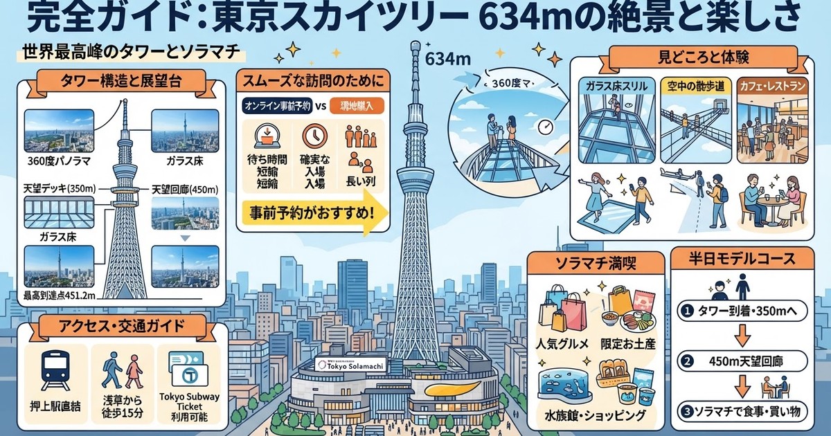 【2026最新】東京スカイツリー完全ガイド：展望台チケット予約・混雑回避からソラマチグルメ・浅草周辺ホテルまで総まとめ