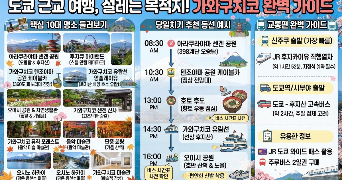 【2026 가와구치코 가볼만한곳】 후지산 당일치기 필수 10대 명소와 교통·맛집 완벽 가이드