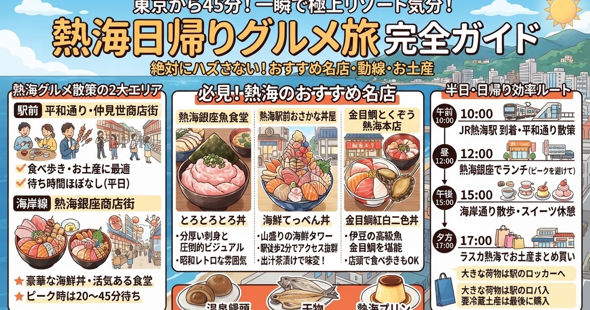 【2026最新】熱海グルメ絶対外せないおすすめ10選!絶品海鮮丼・食べ歩き・人気ランチ完全網羅