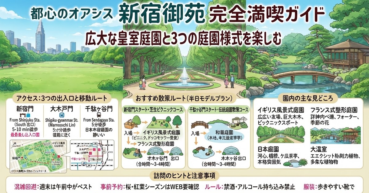 【2026最新】新宿御苑の完全ガイド：チケット・3大庭園の見どころからアクセス・周辺ランチまで徹底解説