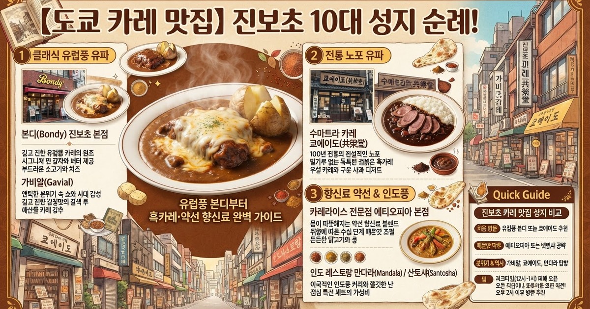 【2026 도쿄 카레 맛집】 진보초 10대 성지 순례! 유럽풍 본디부터 흑카레·약선 향신료 완벽 가이드