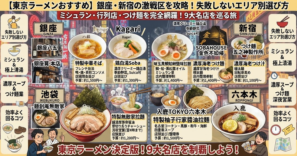 【2026東京ラーメンおすすめ】銀座・新宿の激戦区を攻略!失敗しないエリア別選び方
