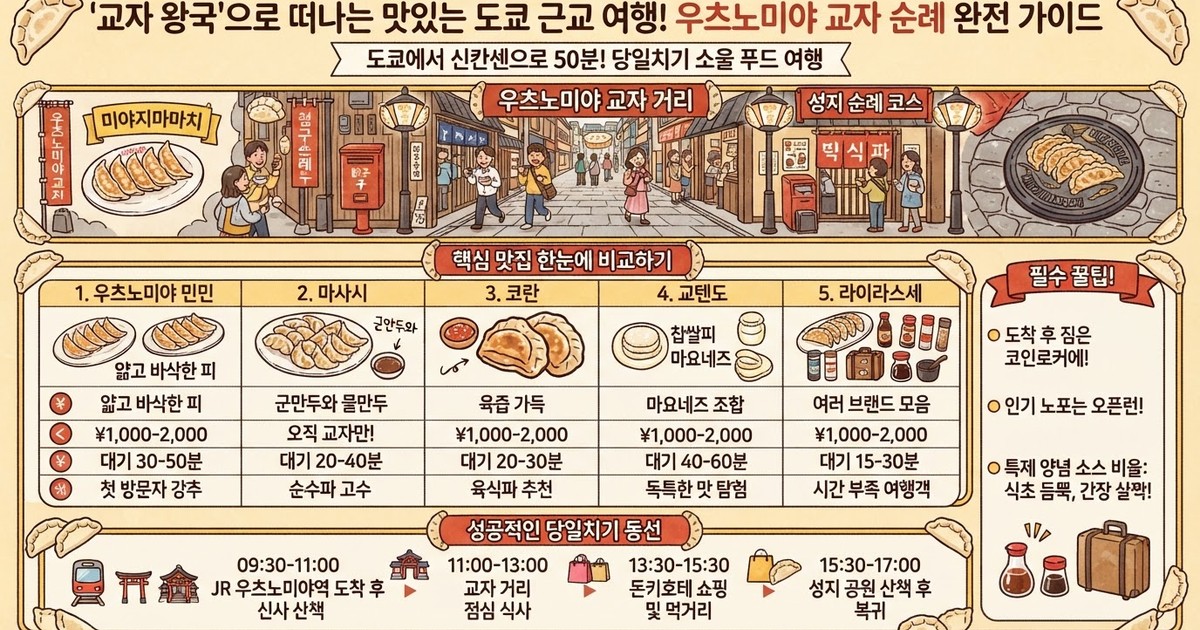 2026 최신 우츠노미야 교자 맛집 10선: 줄 서서 먹는 현지인 성지와 당일치기 코스 공략
