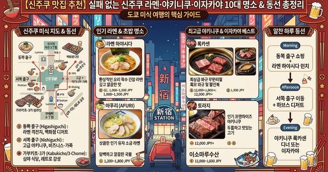 【2026 신주쿠 맛집 추천】 실패 없는 신주쿠 라멘·야키니쿠·이자카야 10대 명소 & 동선 총정리