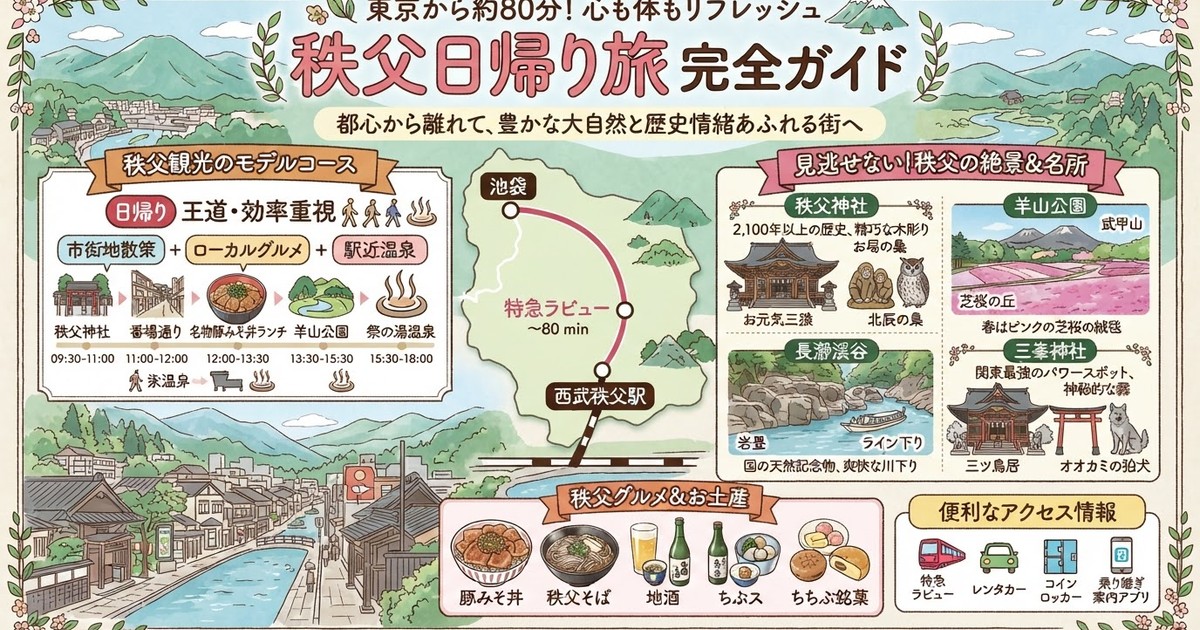 【2026秩父観光スポット】おすすめ定番10選!三峯神社・長瀞渓谷・絶景&日帰りモデルコース大公開