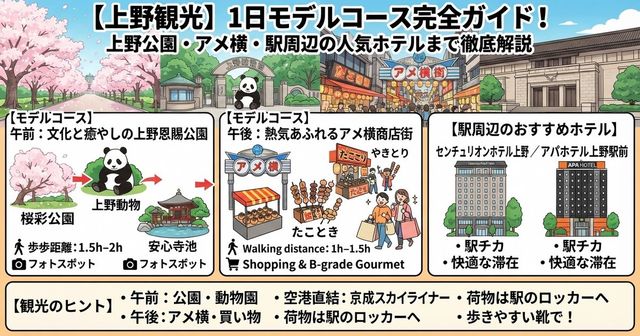 【2026上野観光】1日モデルコース完全ガイド！上野公園・アメ横の定番スポット＆駅周辺の人気ホテル（センチュリオン ホテル 上野 / アパホテル 上野）まで徹底解説